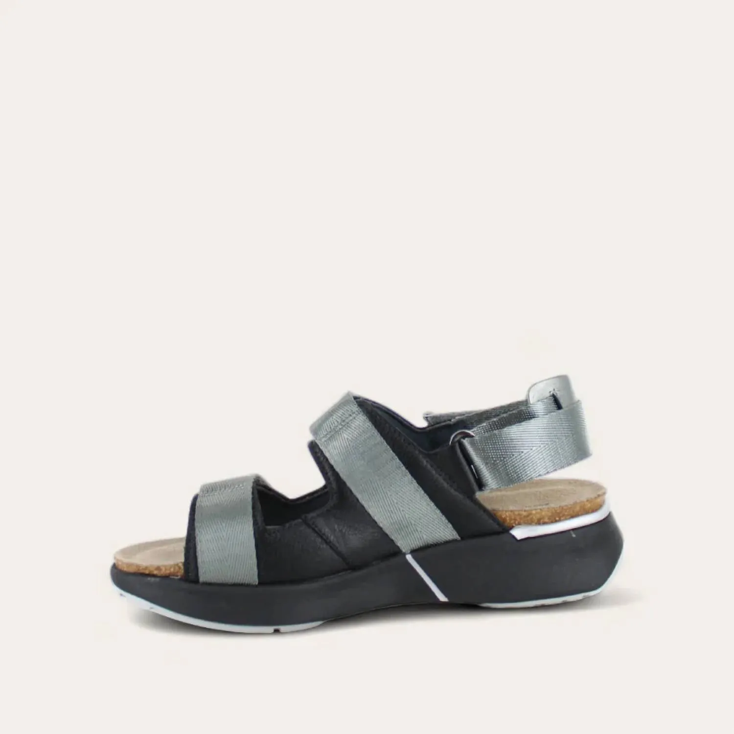 Women's Odyssey Sandals - Medium In Soft Black / Sterling / Soft Silver