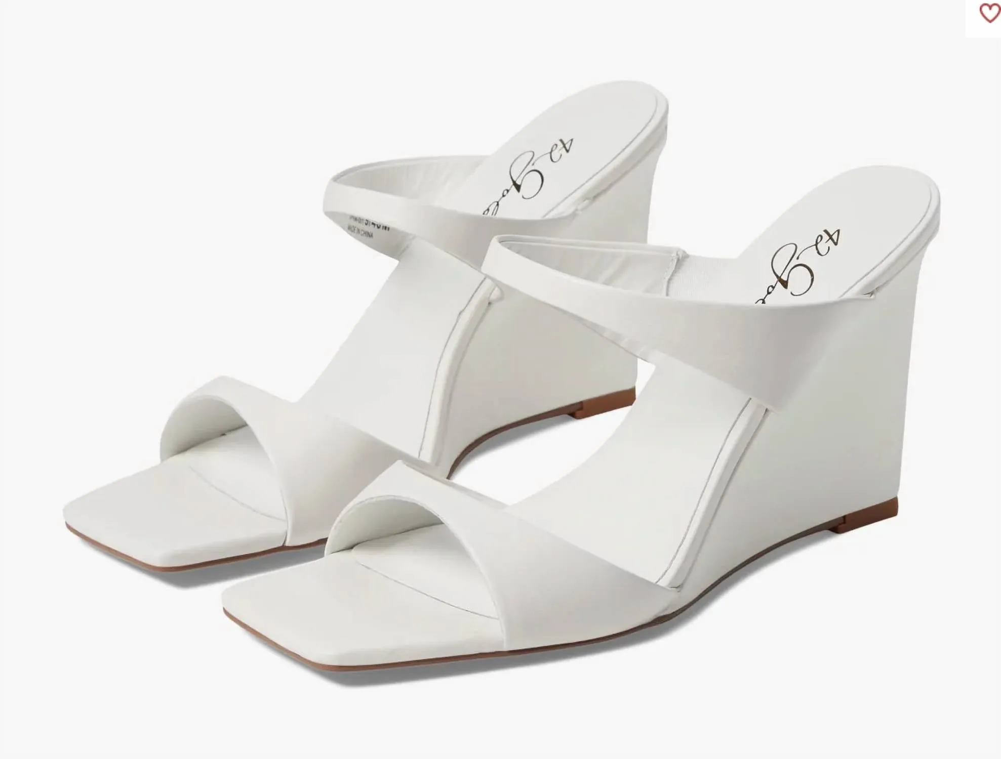 Women's Omira Squared Toe Wedge Heels In White Leather