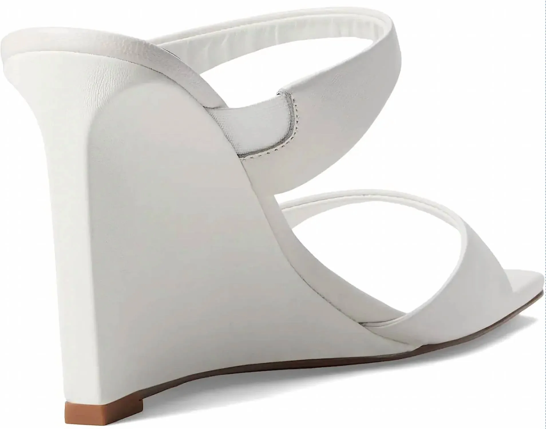 Women's Omira Squared Toe Wedge Heels In White Leather