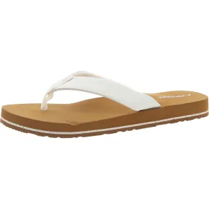 Womens Padded Insole Faux Leather Flip-Flops