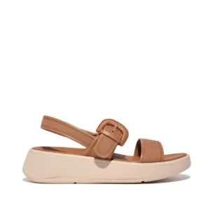 Women's Platform Buckled Leather Backstrap Sandal In Latte Tan