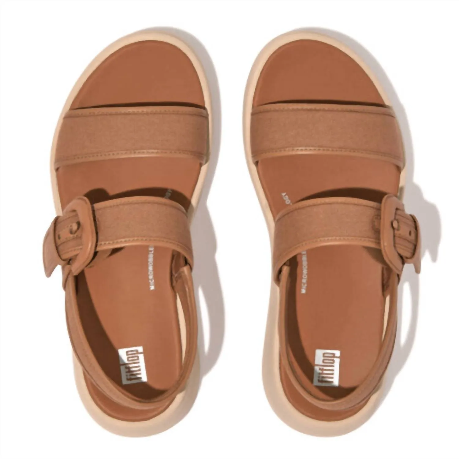 Women's Platform Buckled Leather Backstrap Sandal In Latte Tan