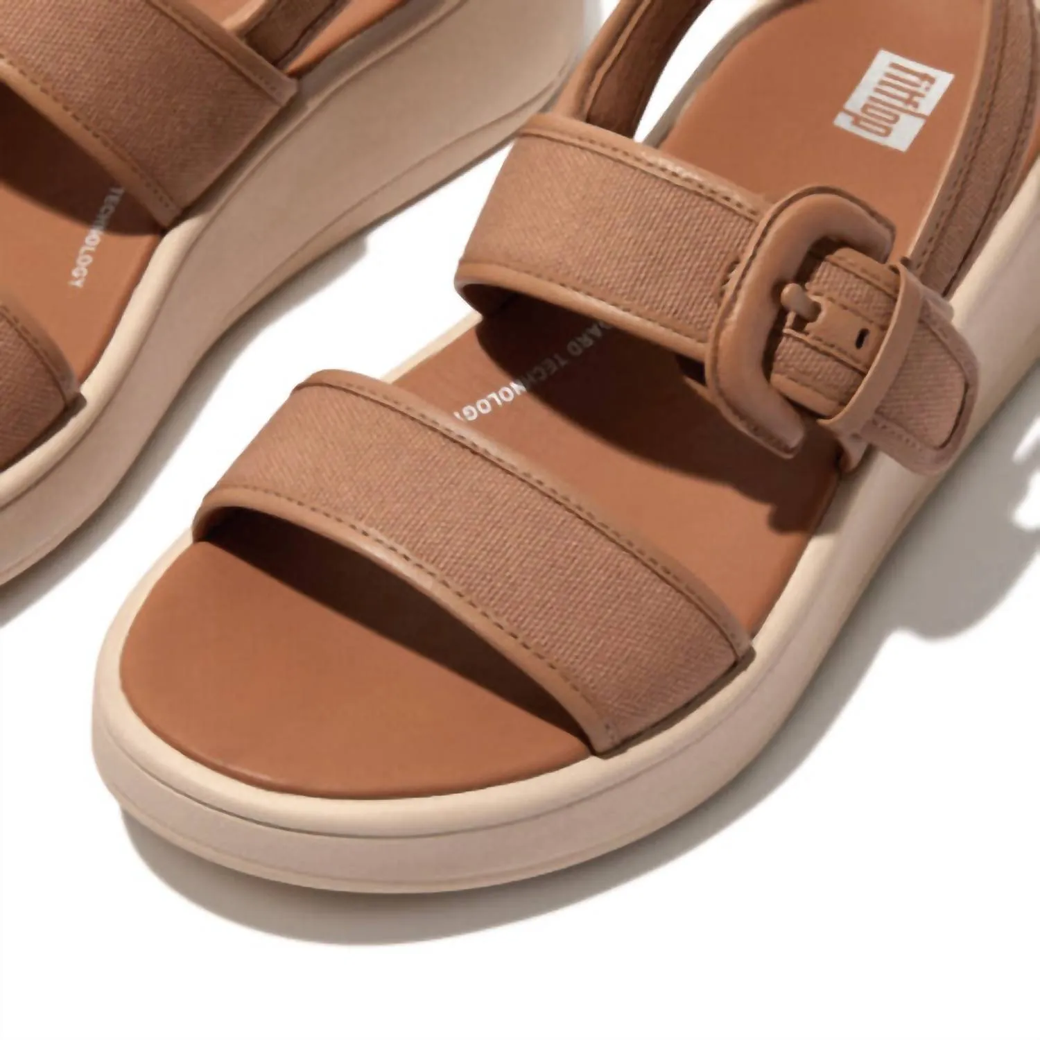 Women's Platform Buckled Leather Backstrap Sandal In Latte Tan