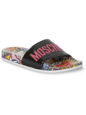 Womens Printed Flat Slide Sandals