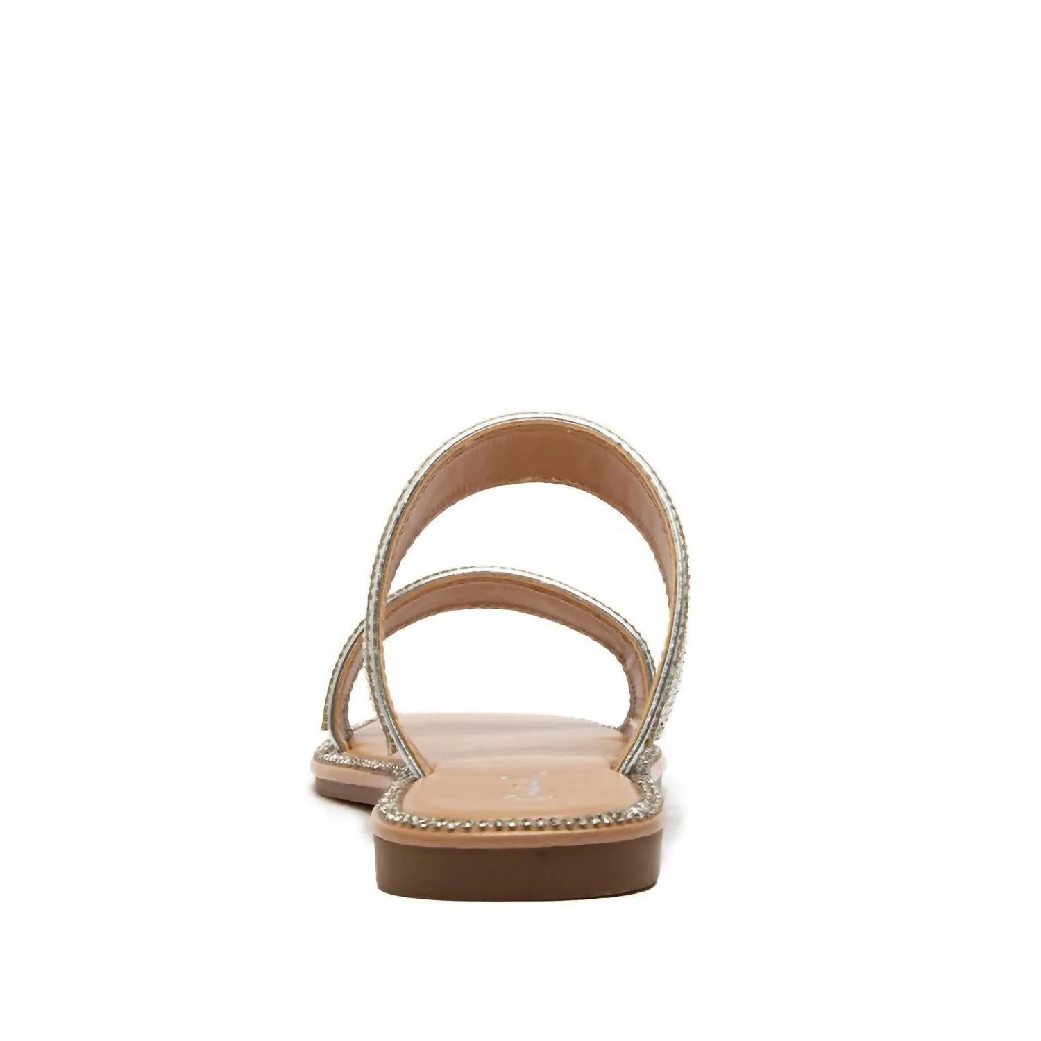 Women's Rhinestone Band Slide Sandal In Silver