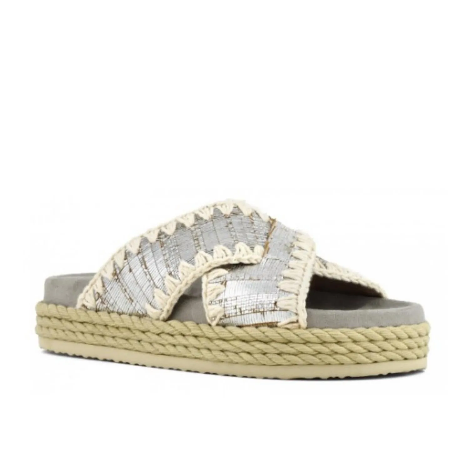 Women's Rio Rope Slide Sandal In Metallic Silver Cuts