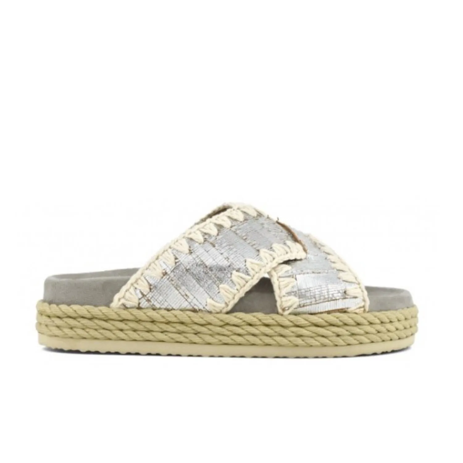 Women's Rio Rope Slide Sandal In Metallic Silver Cuts