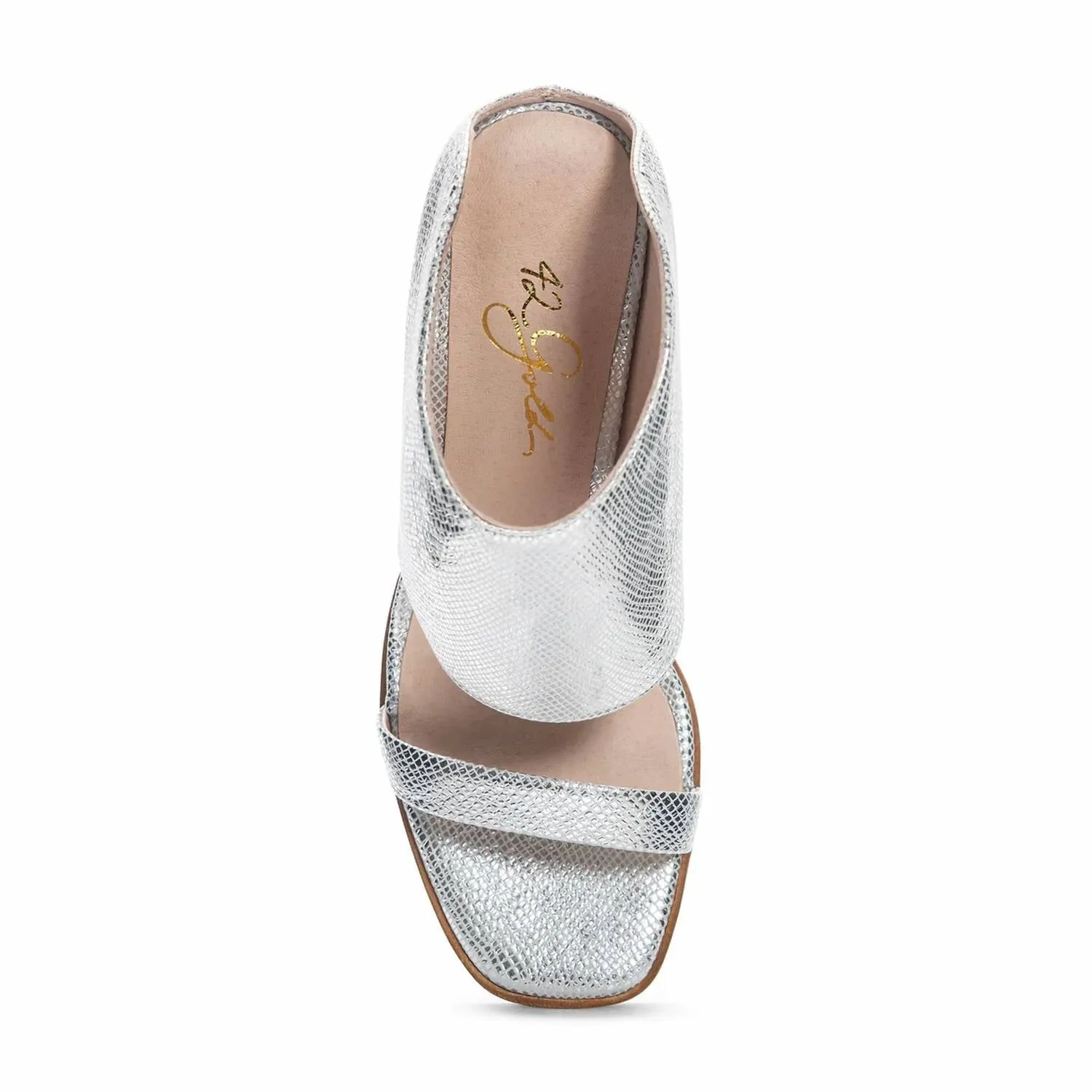 Women's Scaly Metallic Slide With Ankle Cuff In Silver