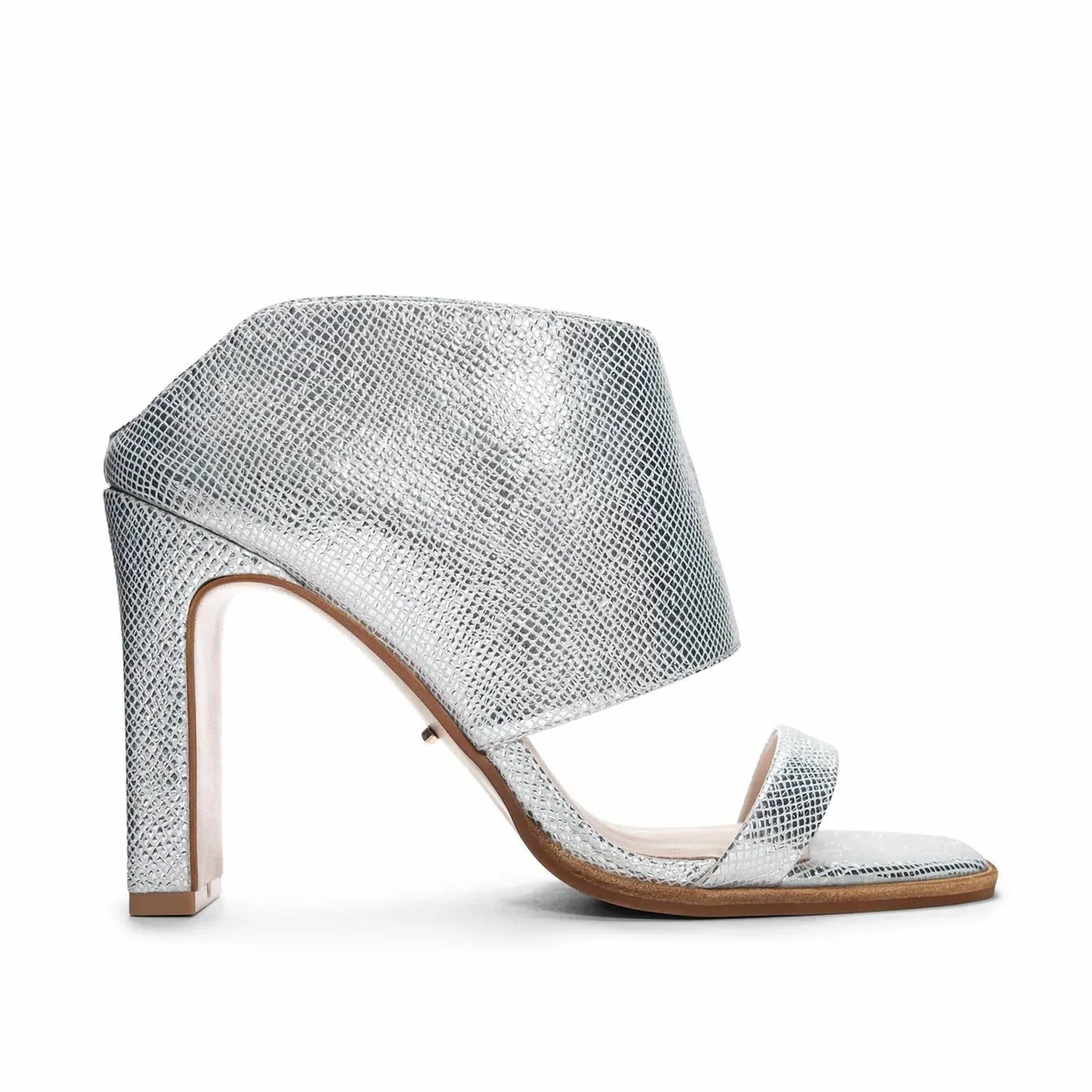 Women's Scaly Metallic Slide With Ankle Cuff In Silver