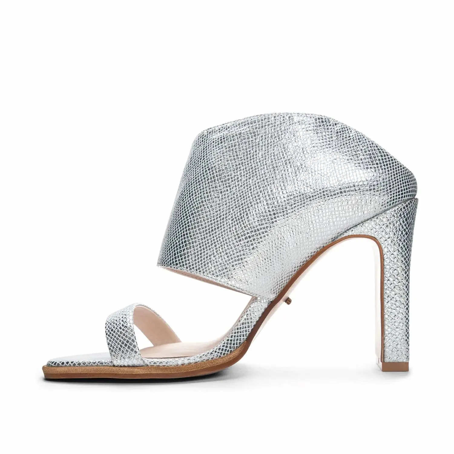 Women's Scaly Metallic Slide With Ankle Cuff In Silver