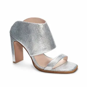 Women's Scaly Metallic Slide With Ankle Cuff In Silver