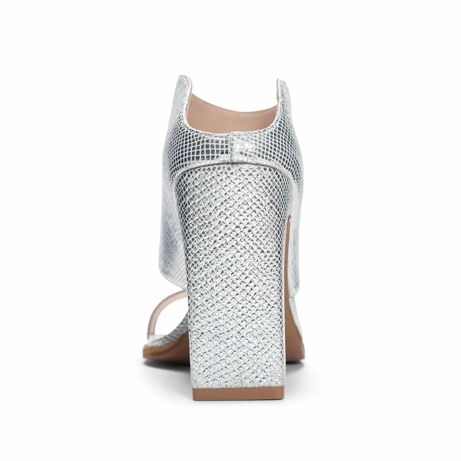Women's Scaly Metallic Slide With Ankle Cuff In Silver