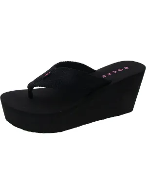 Womens Slip On Flip-Flop Wedge Sandals