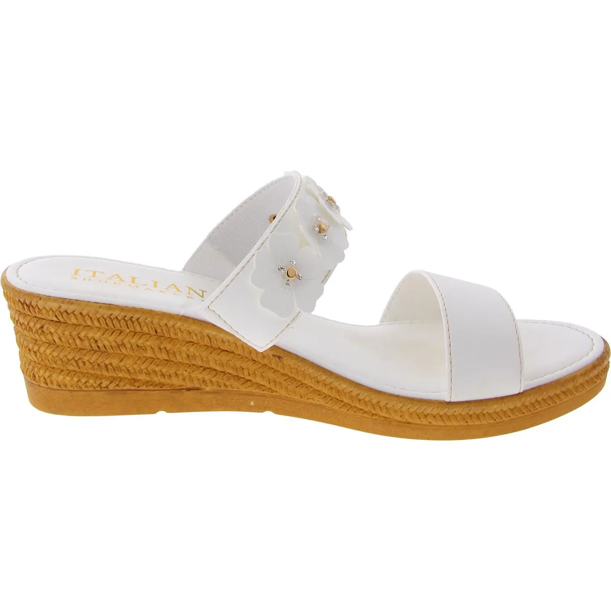 Womens Slip On Open Toe Wedge Sandals