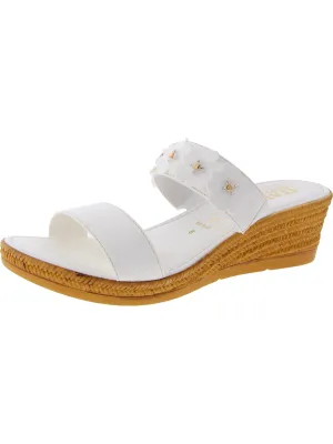 Womens Slip On Open Toe Wedge Sandals