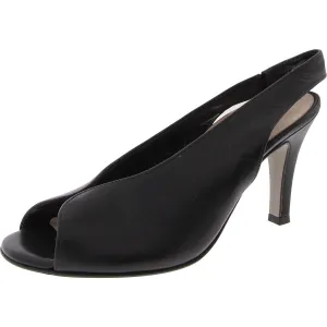 Womens Solid Leather Slingback Heels