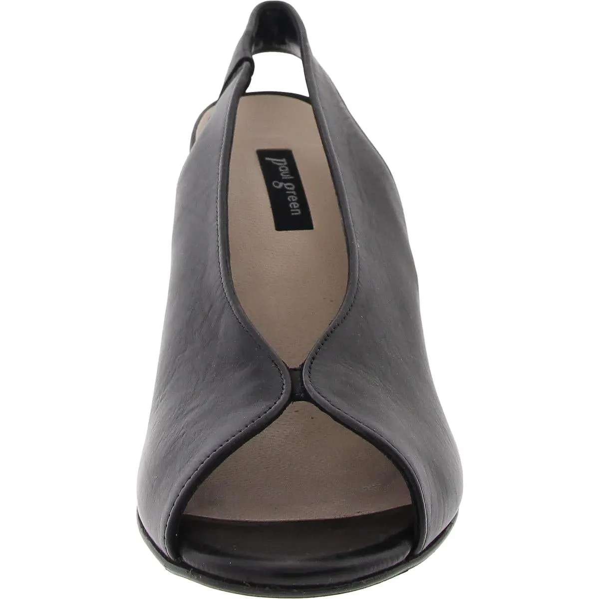 Womens Solid Leather Slingback Heels