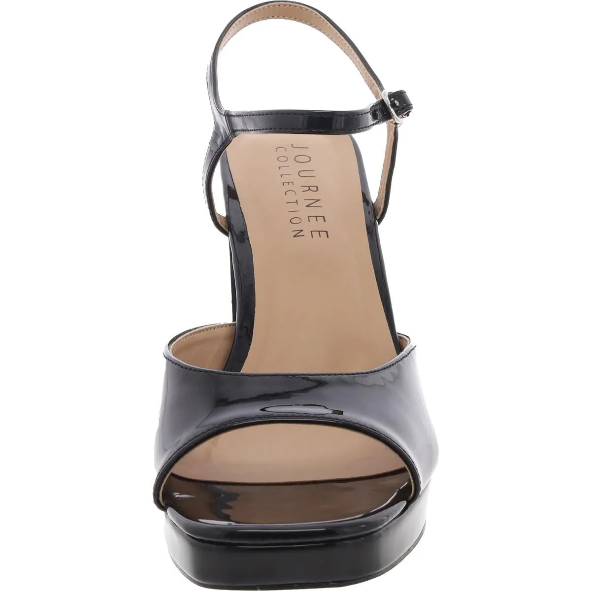Womens Solid Patent Block Heels