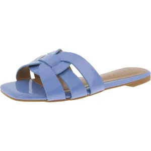 Womens Solid Patent Slide Sandals