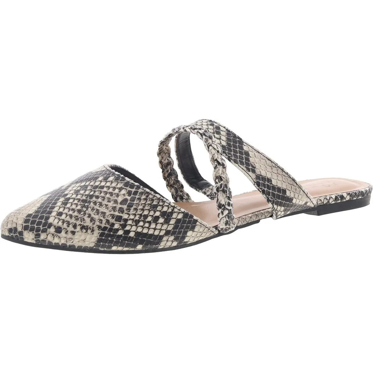Womens Strappy Faux Leather Mules