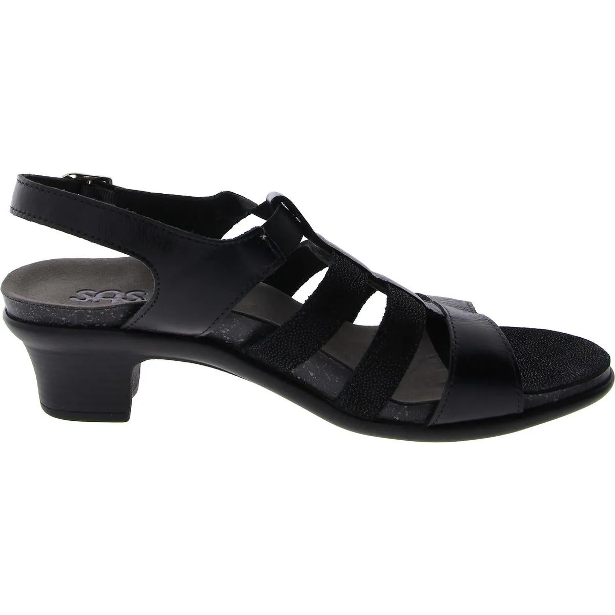 Womens Strappy Open Toe Block Heel