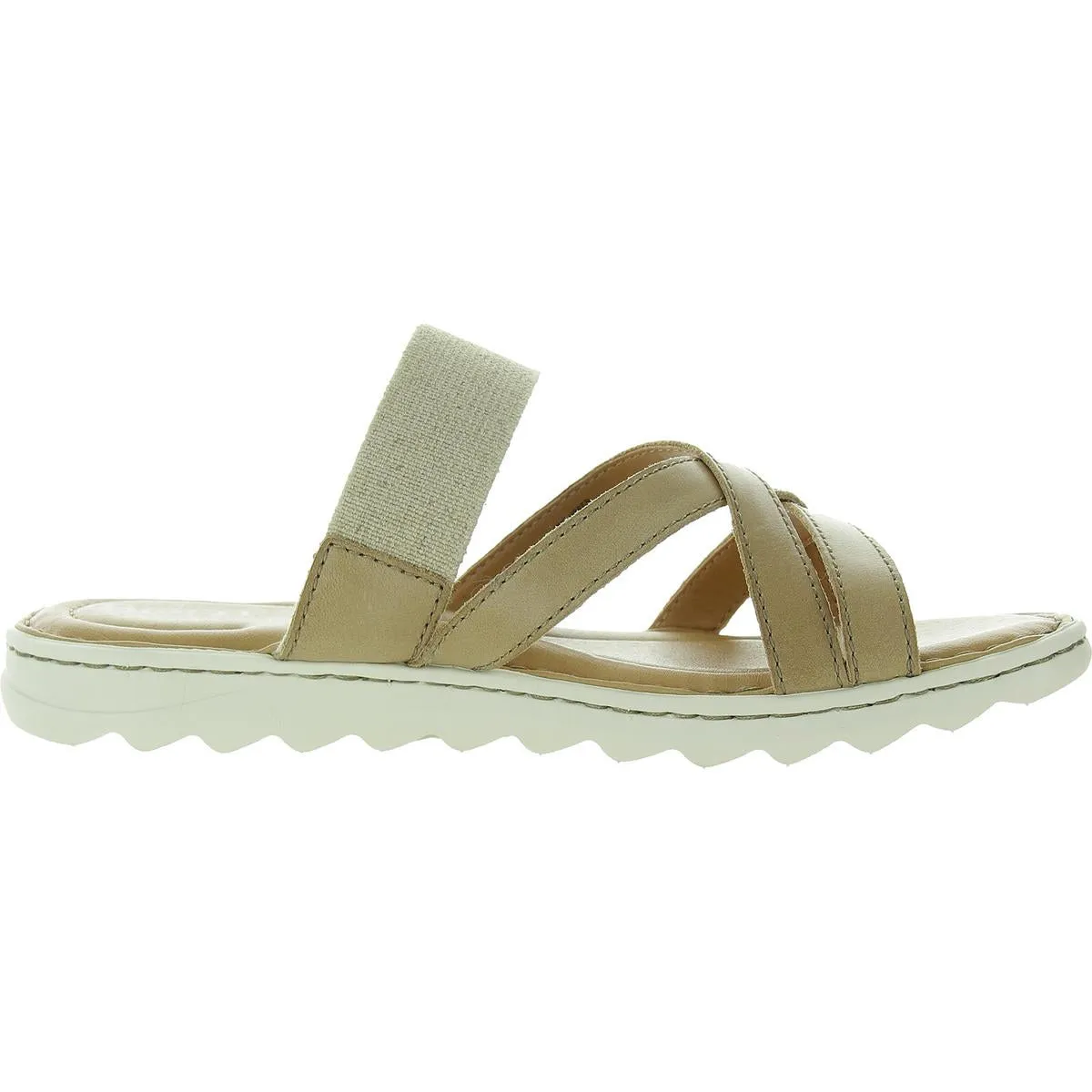 Womens Stretch Leather Slide Sandals