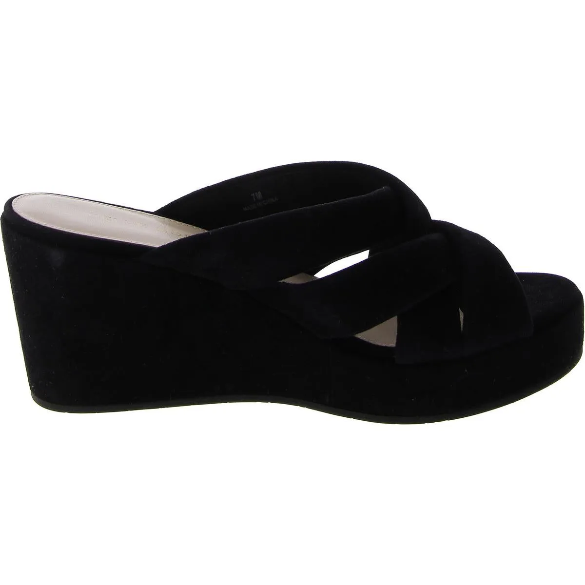 Womens Suede Round toe Slide Sandals