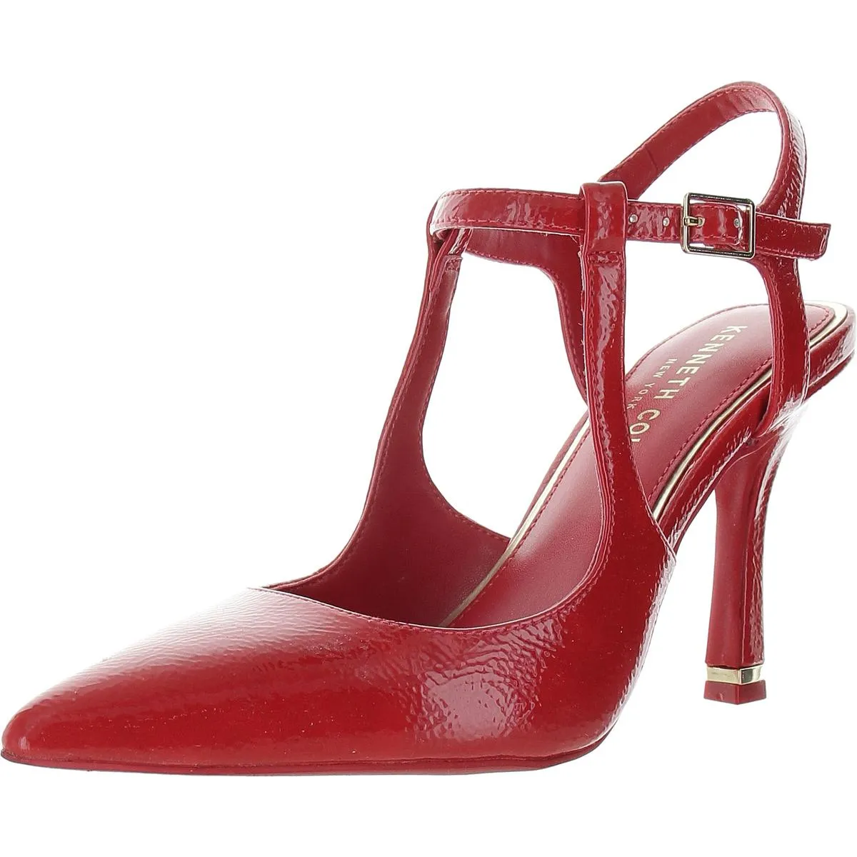 Womens Textured Faux Leather Ankle Strap