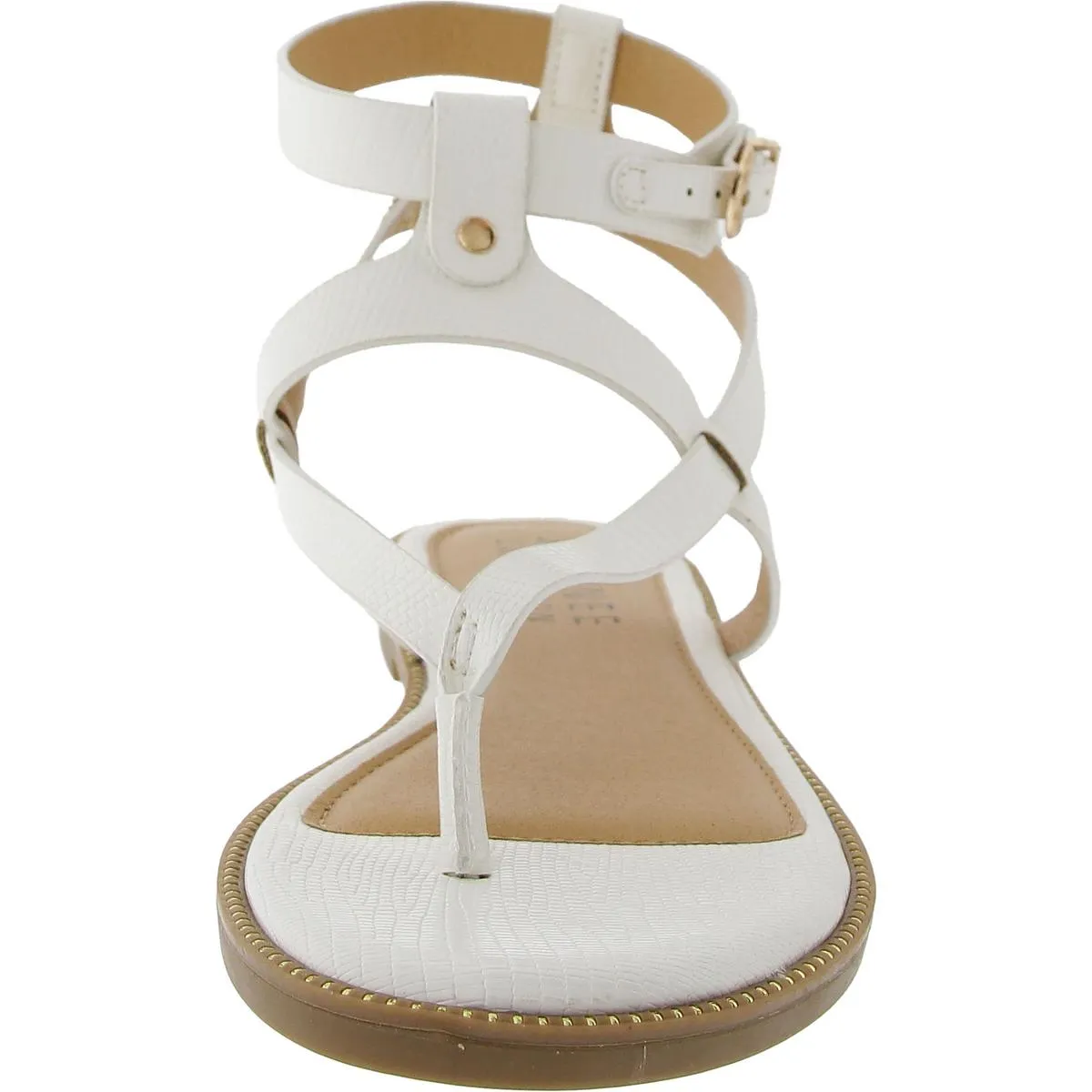 Womens Textured Faux Leather Ankle Strap