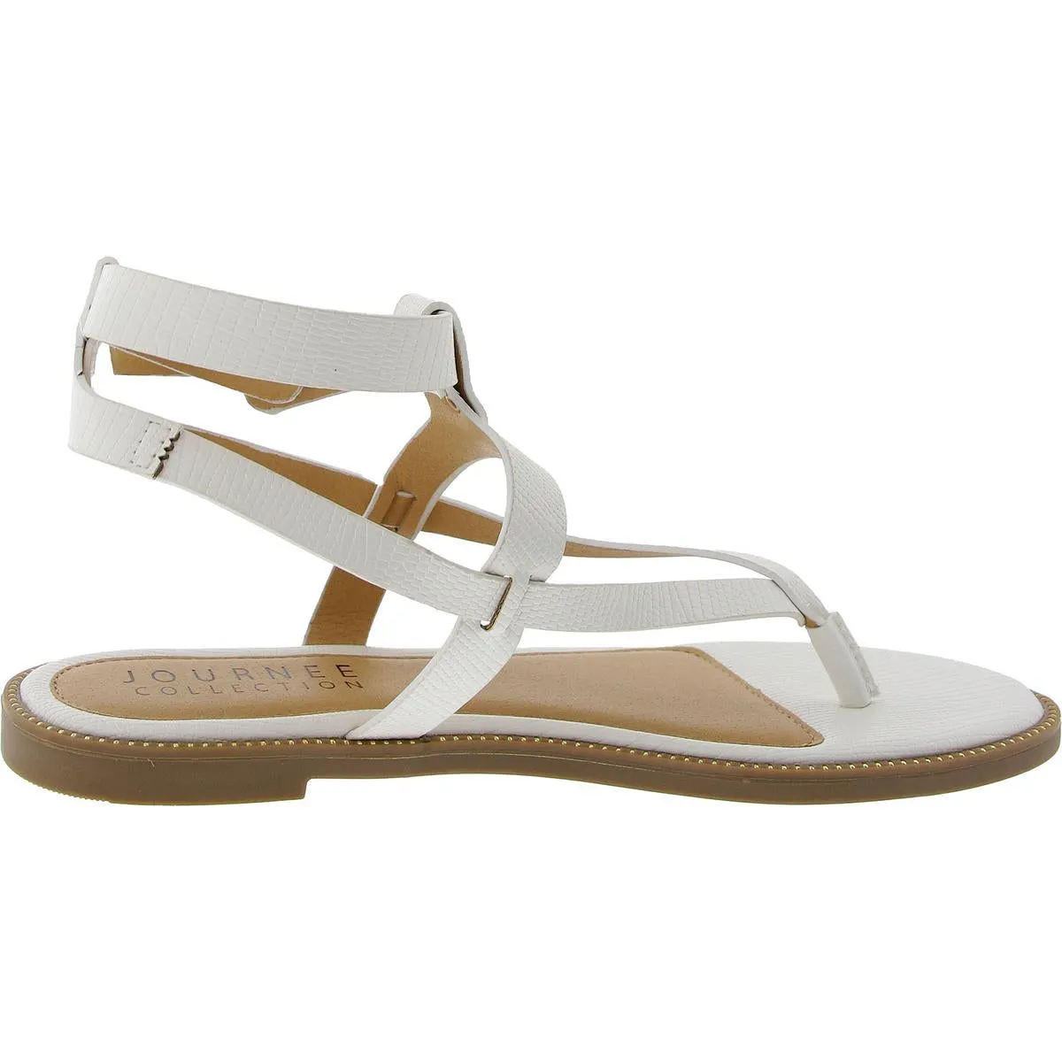 Womens Textured Faux Leather Ankle Strap