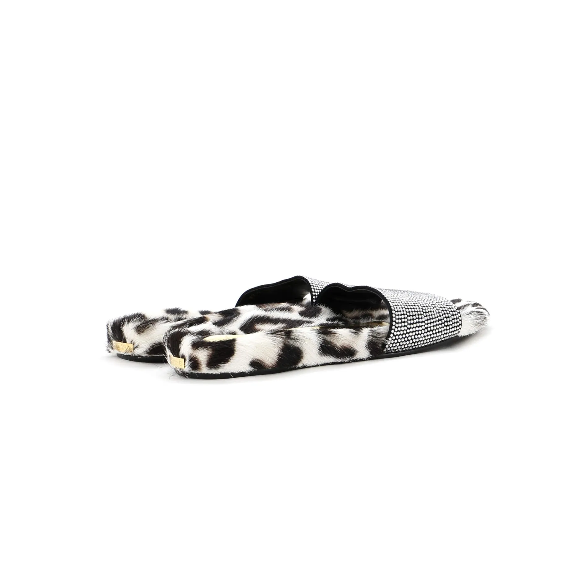 Women's TF Pool Slide Sandals Calf Hair and Crystal Embellished Leather