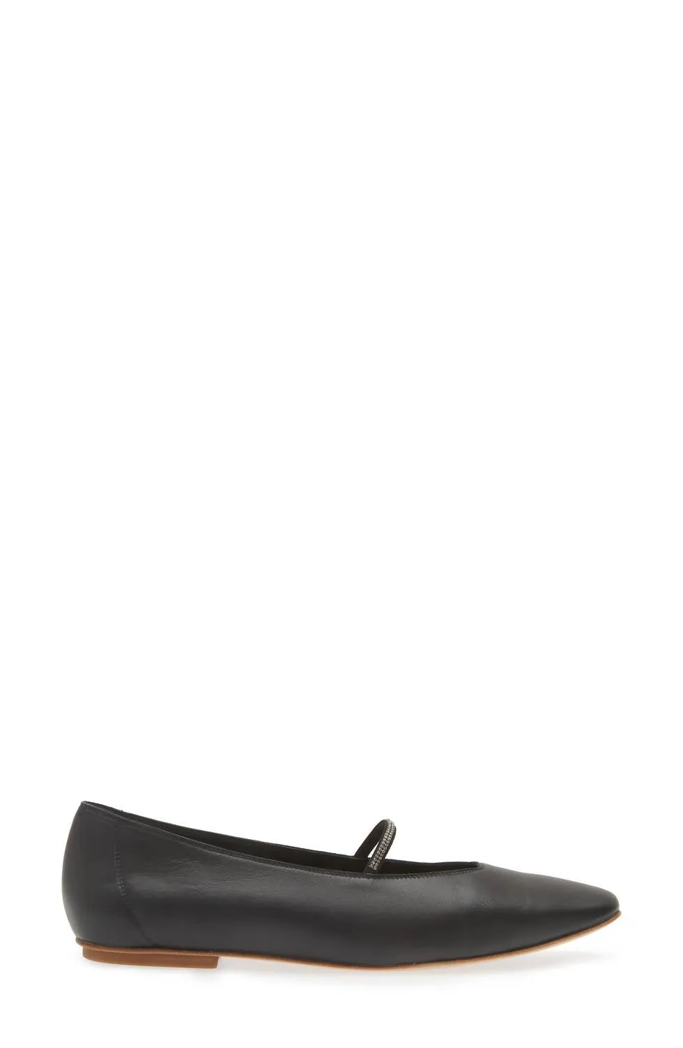 Women's Tila Crystal Strap Leather Ballerina Flat In Black