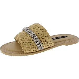 Womens Woven Embellished Slide Sandals