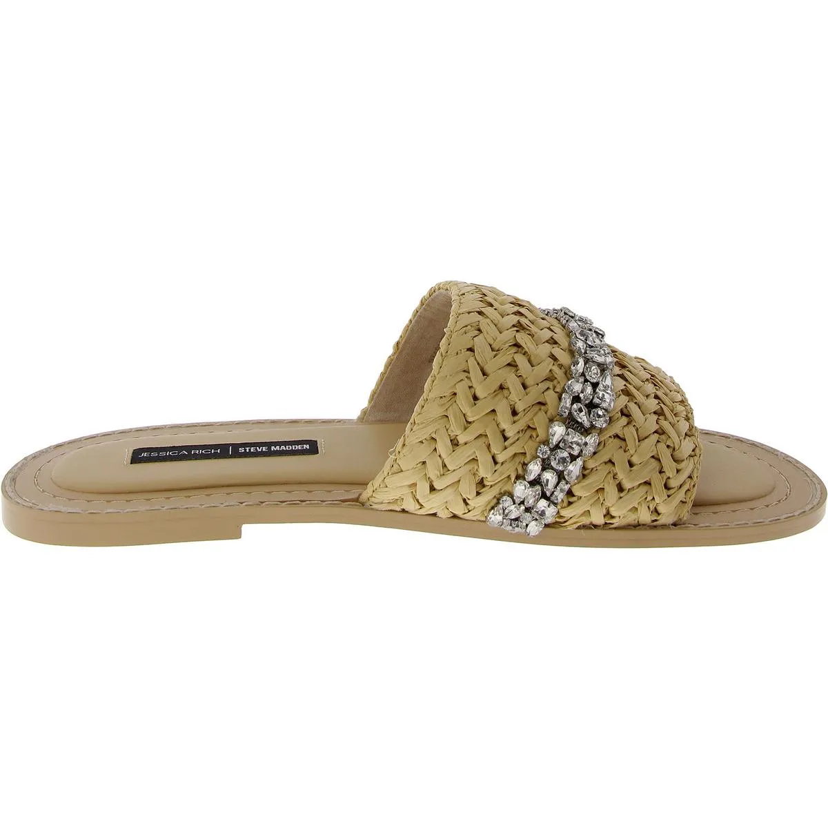 Womens Woven Embellished Slide Sandals