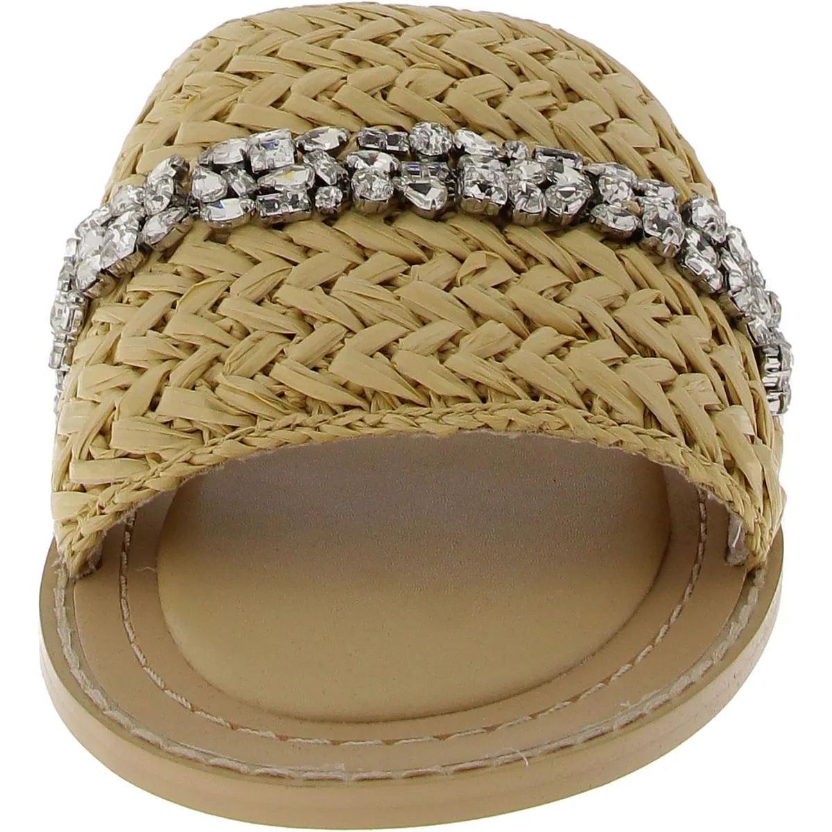 Womens Woven Embellished Slide Sandals