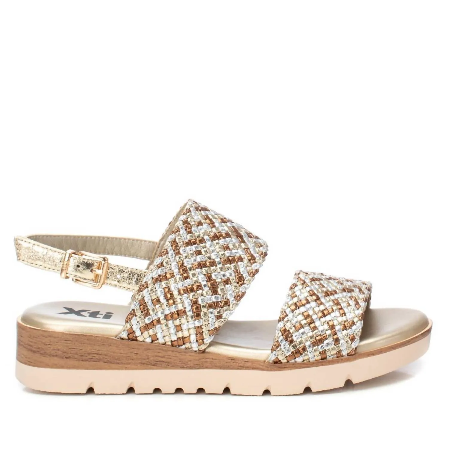 Women's Woven Sandals In Gold