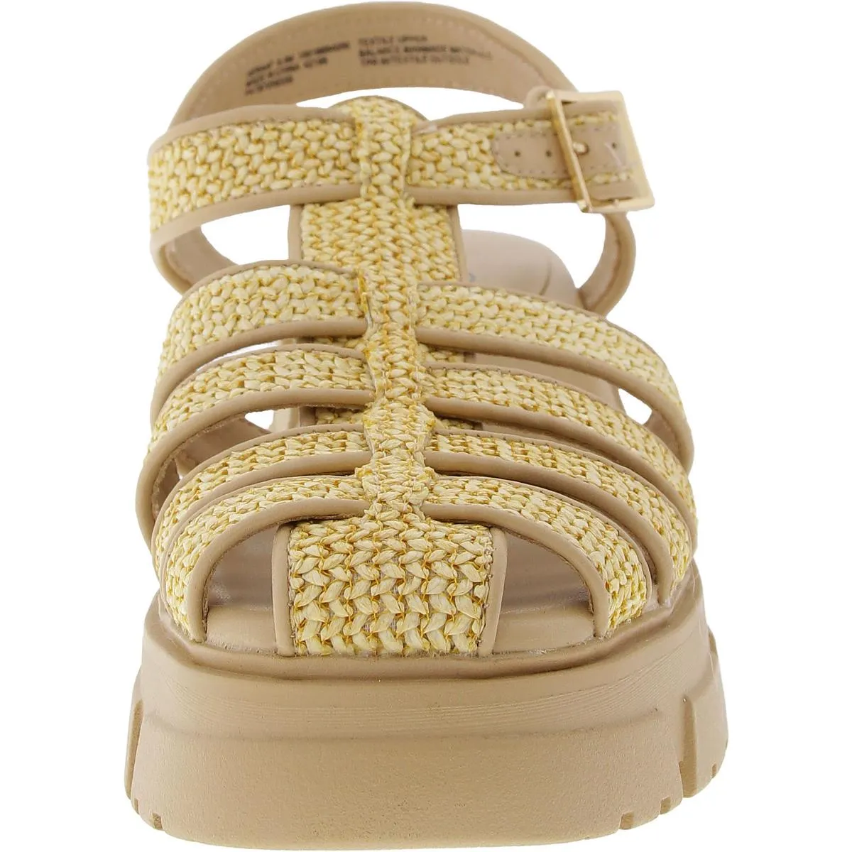 Womens Woven Straw Block Heel