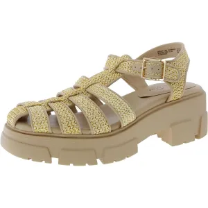 Womens Woven Straw Block Heel