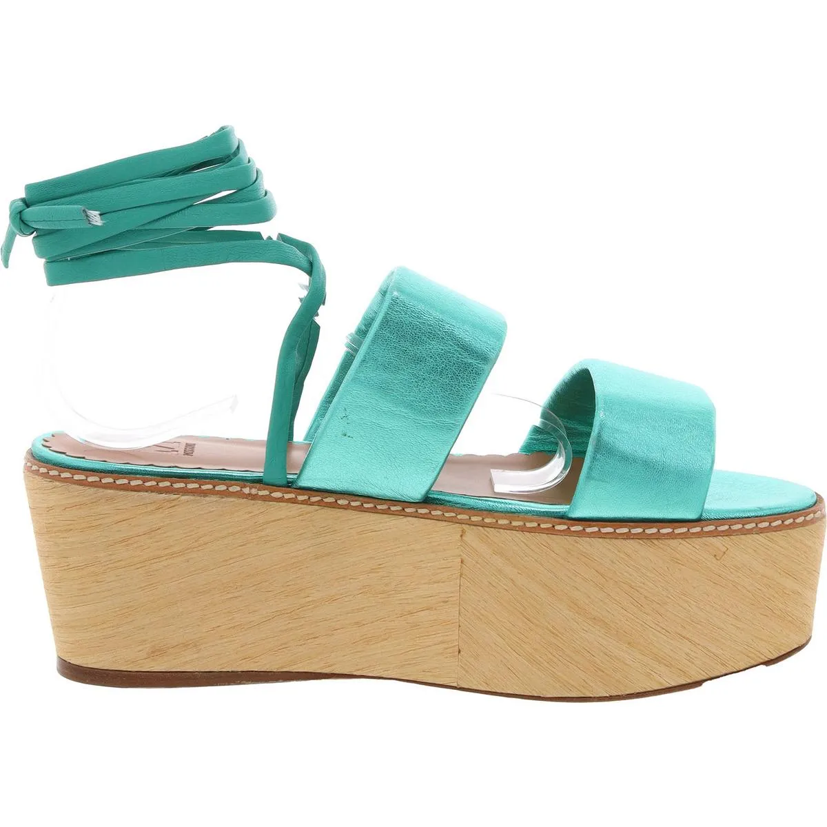 Womens Wrap Leather Wedge Sandals