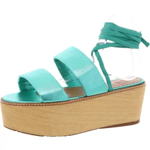 Womens Wrap Leather Wedge Sandals