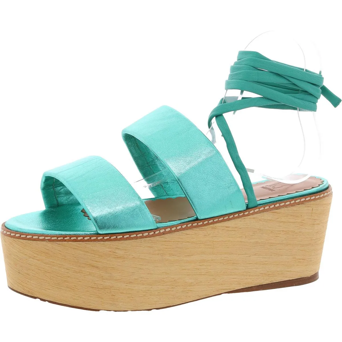 Womens Wrap Leather Wedge Sandals
