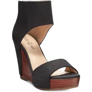 Womens Zipper Leather Wedge Sandals