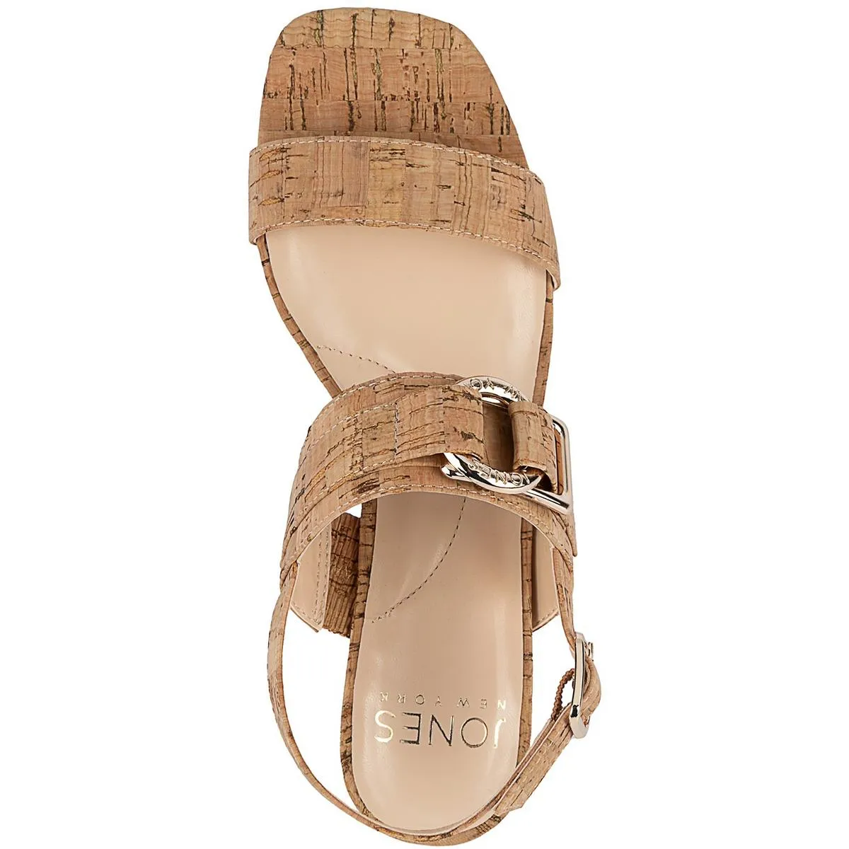 Yahssa  Womens Buckle Cork Block Heels