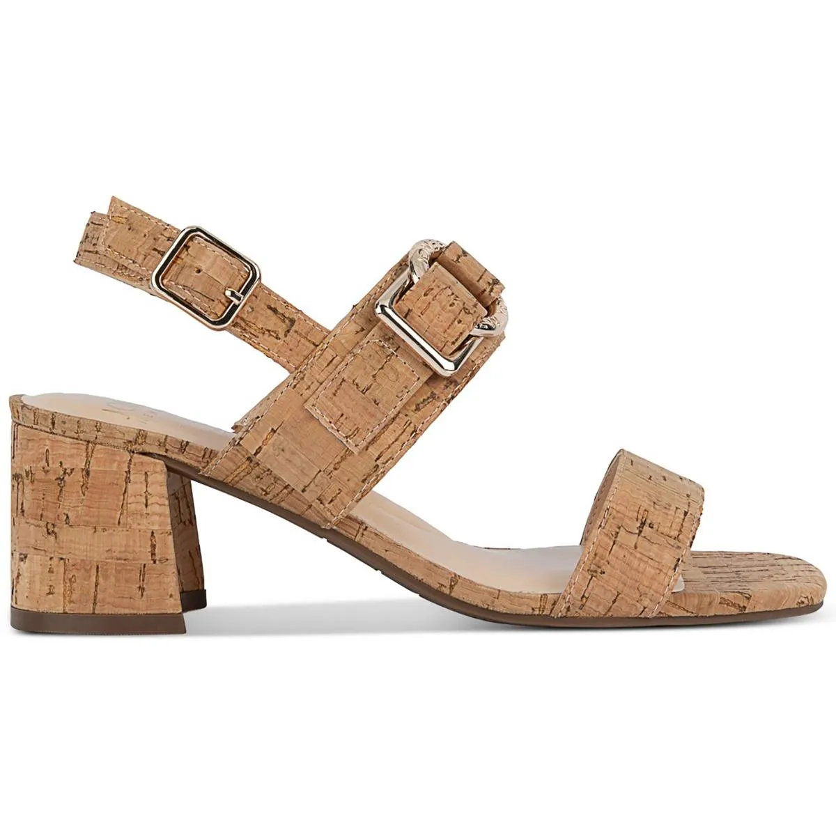 Yahssa  Womens Buckle Cork Block Heels