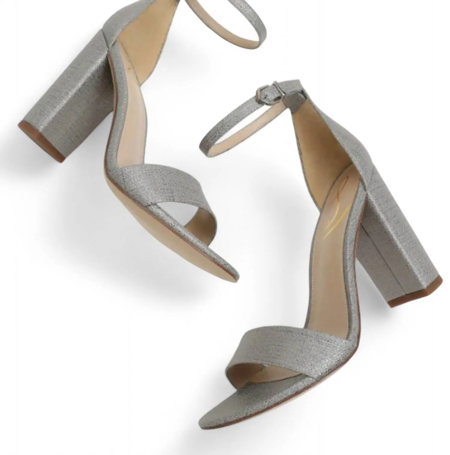 Yaro Block Heel Sandal In Pewter