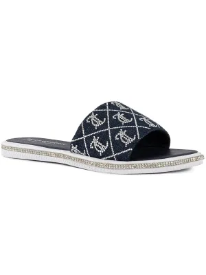 Yogaa Womens Embellished Flat Slide Sandals