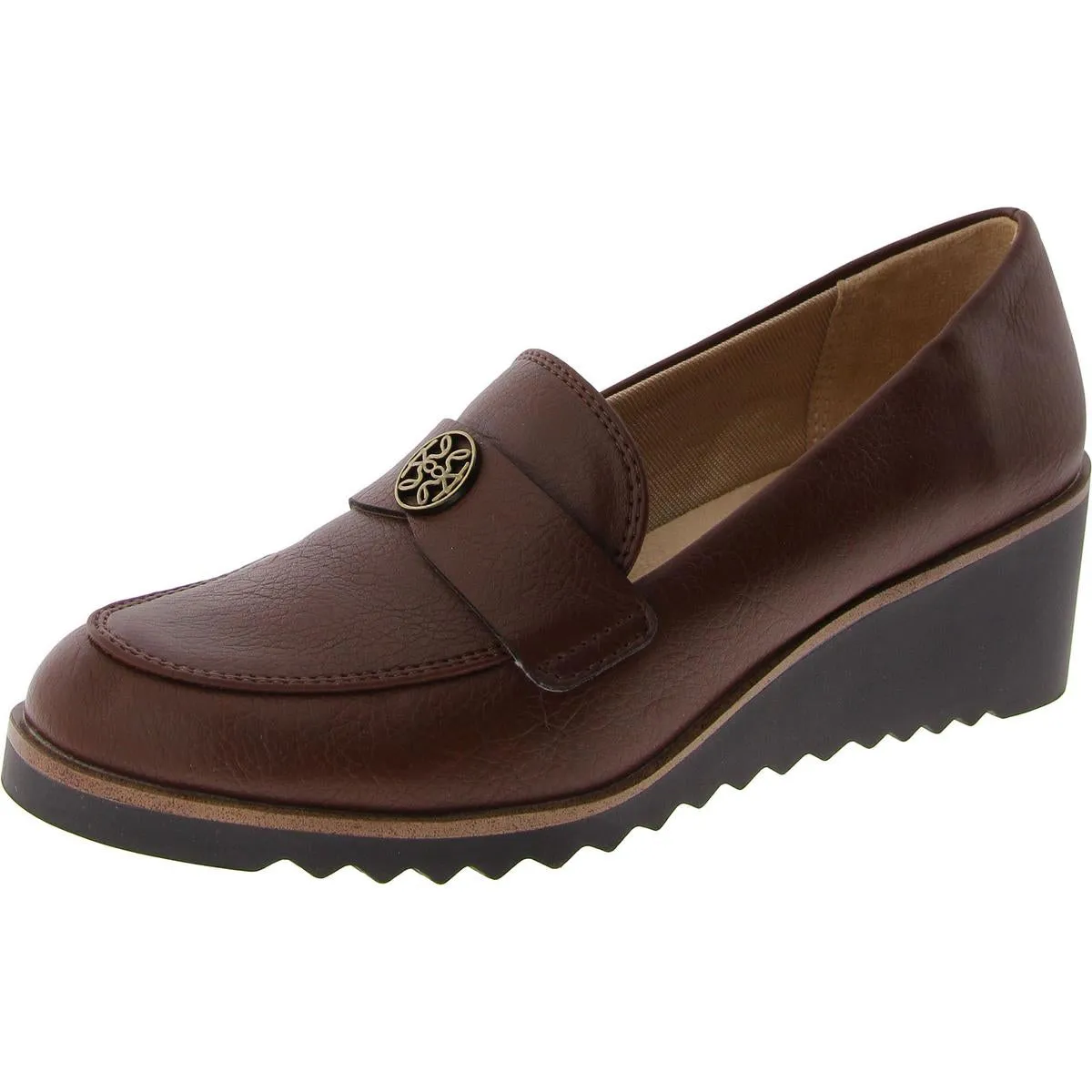 Zed Womens Faux Leather Heeled Wedge Heels