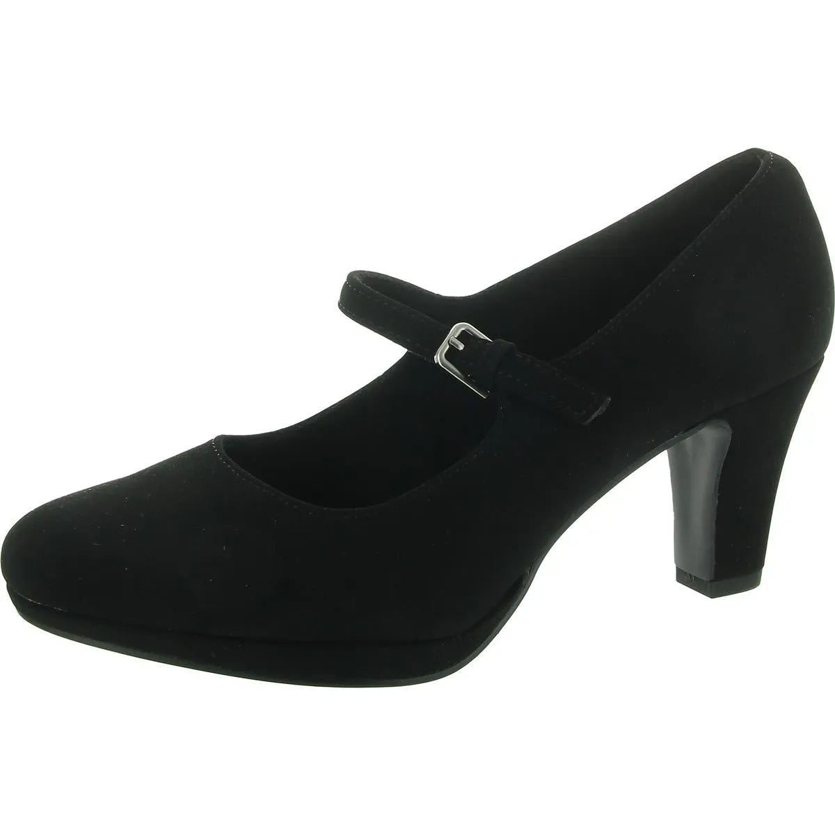 Zest Womens Buckle Faux Suede Mary Jane Heels
