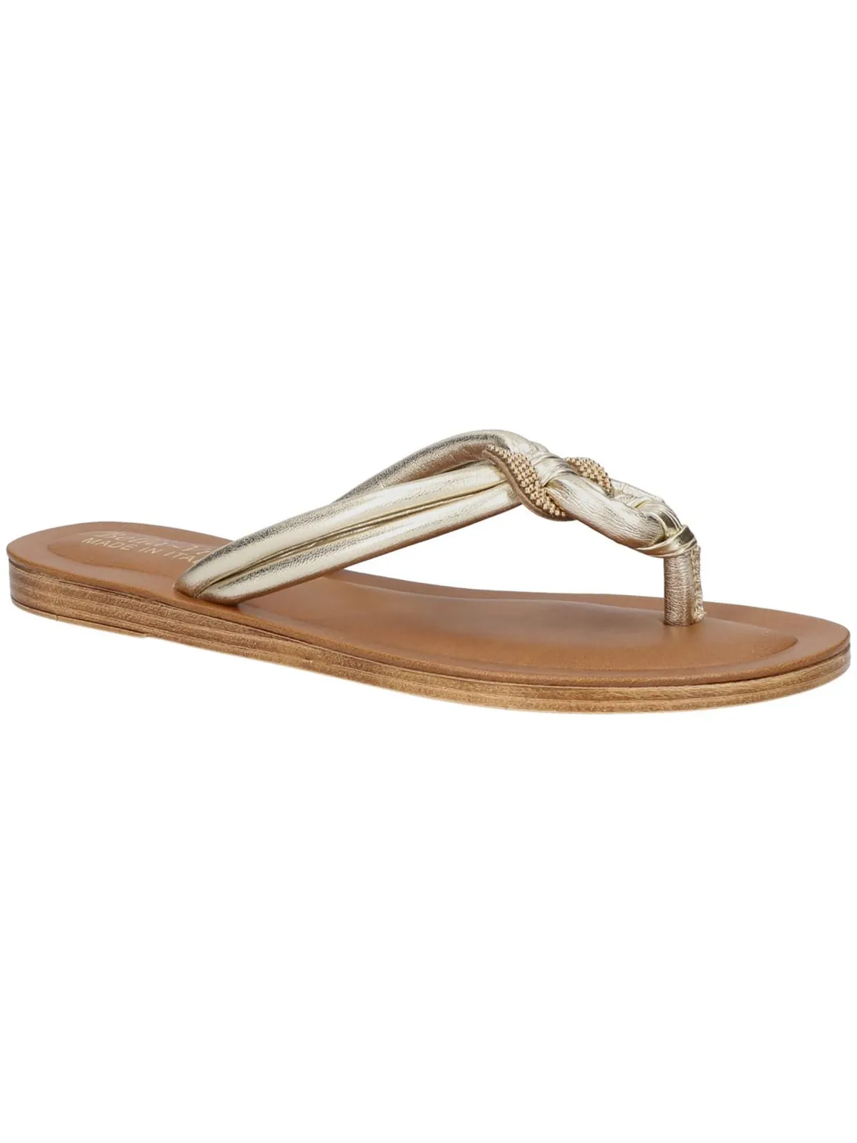 Zev Womens Faux Leather Slip On Slide Sandals