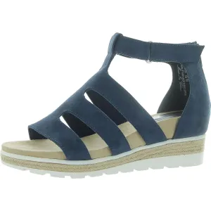 Zinia Womens Faux Suede Wedge Strappy Sandals